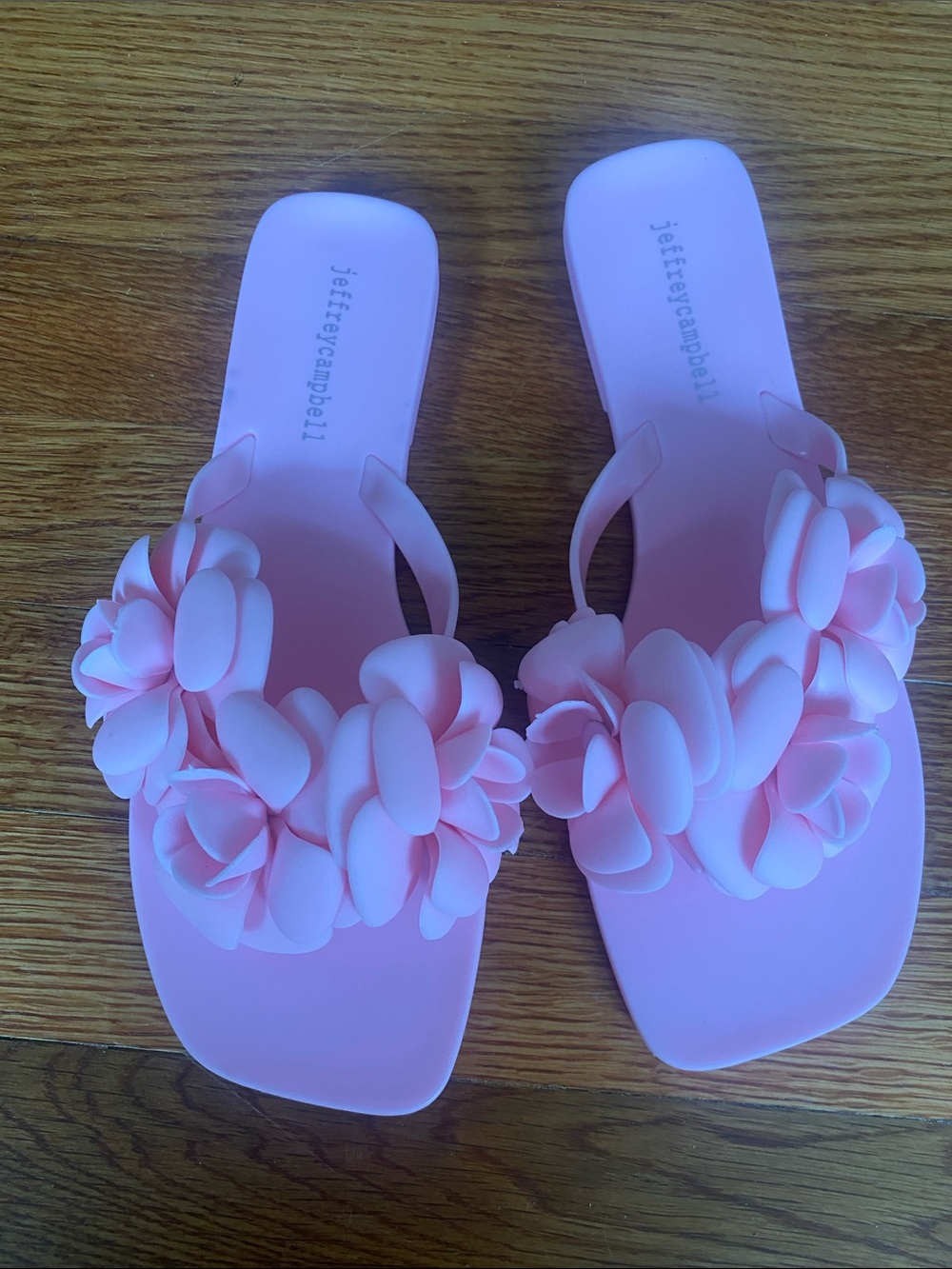 Jeffrey Campbell Pink Floral Appliqué Slide Sandals